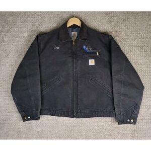 Carhartt J01 BLK Black‎ Detroit Jacket Blanket Lined Canvas Size 48 (XL) USA